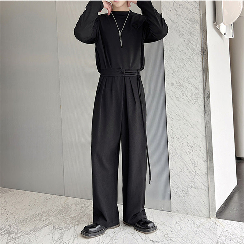 Elasticized Loose Straight Leg Trousers