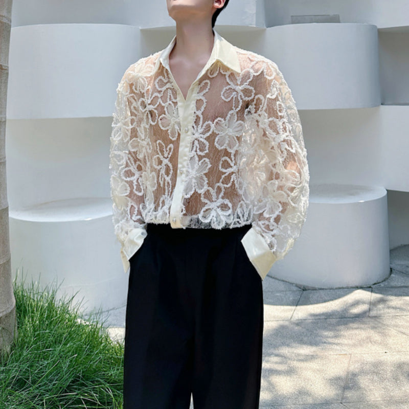 French Hollow Lace Loose Embroidered Shirt