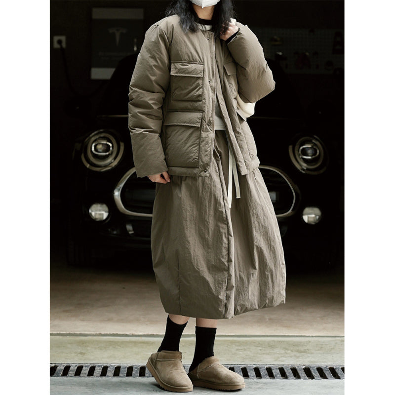 Down Half-length Warm A-line Skirt