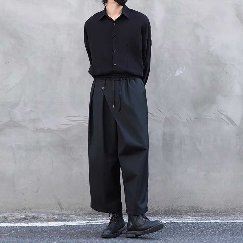 Straight-leg Casual Elastic Waist Wide-leg Pants
