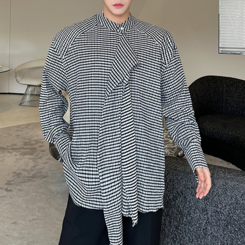 Plaid Deconstructed Ribbon Striped Shirt