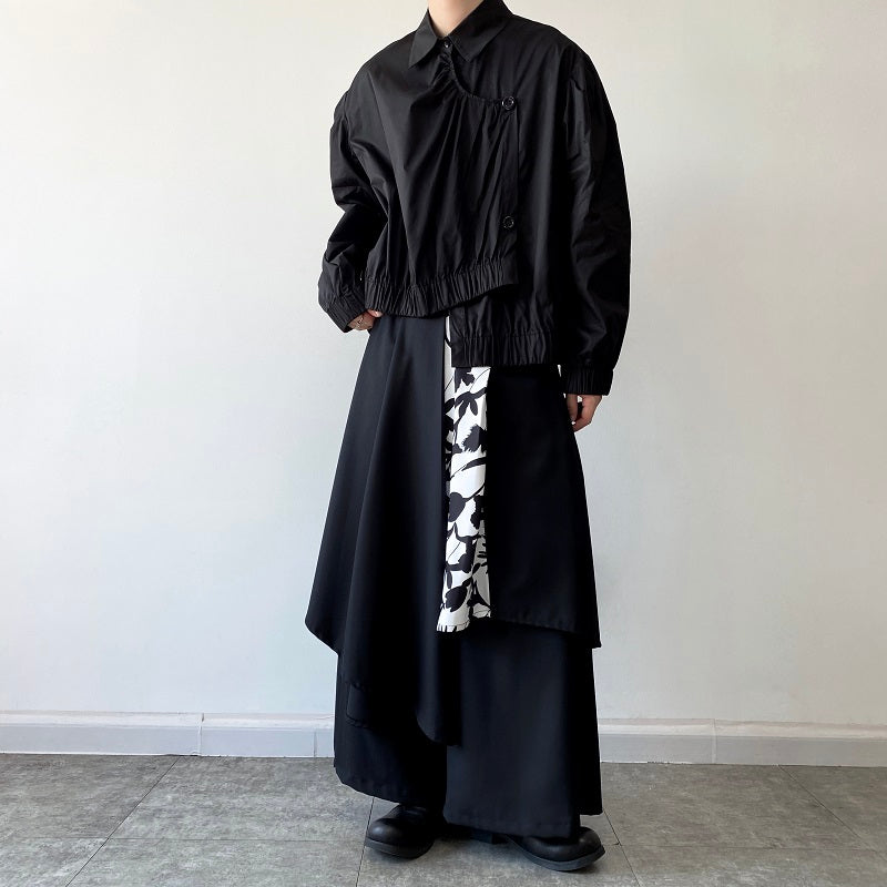 Multi-layered Floral-paneled Culottes Hakama Pants