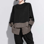 Fake Two-piece Straight Spliced Long-sleeved Shirt