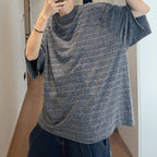 Vintage Loose Round Neck Striped T-Shirt