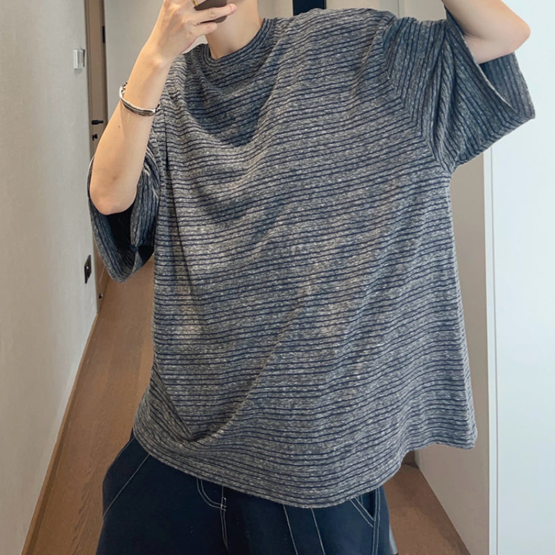 Vintage Loose Round Neck Striped T-Shirt