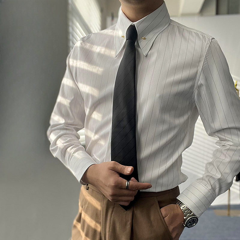 Striped Slim-fit Casual Wrinkle-free Shirt