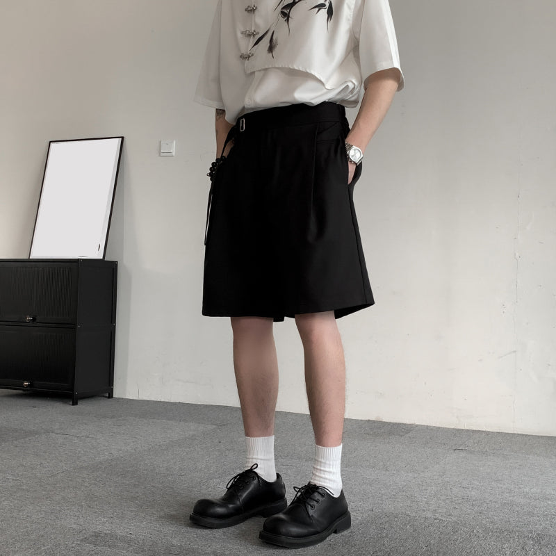 Straight-leg Casual Pants with Belt Design