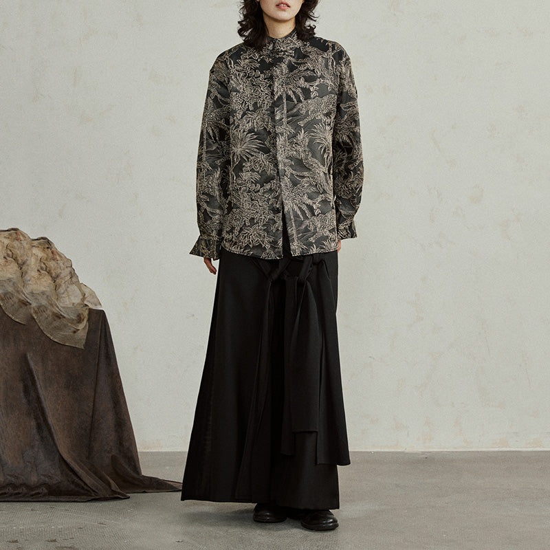 Vintage Print Disc Button Shirt