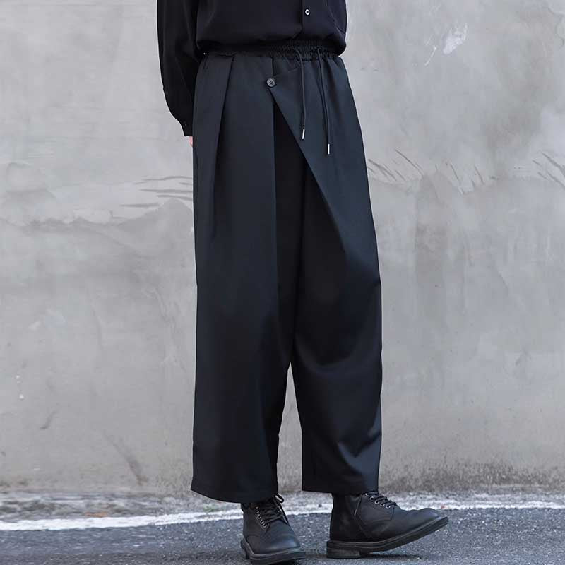 Straight-leg Casual Elastic Waist Wide-leg Pants