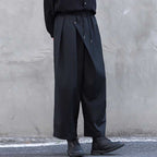 Straight-leg Casual Elastic Waist Wide-leg Pants