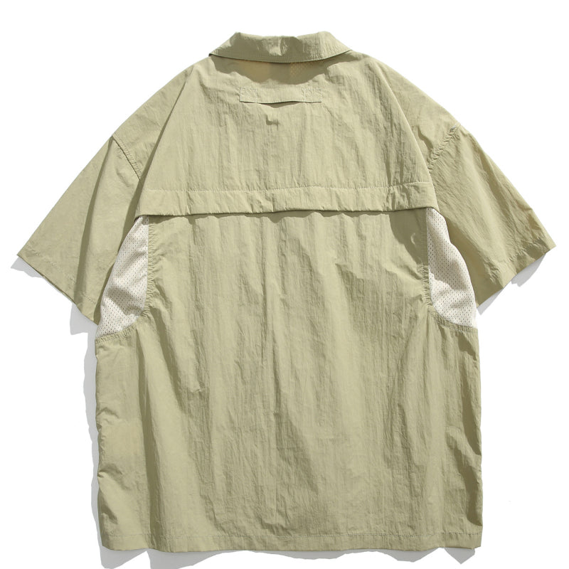 Japanese Retro Multi-pocket Patchwork Loose T-shirt