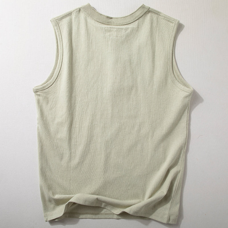 Wide Shoulder Sleeveless T-Shirt
