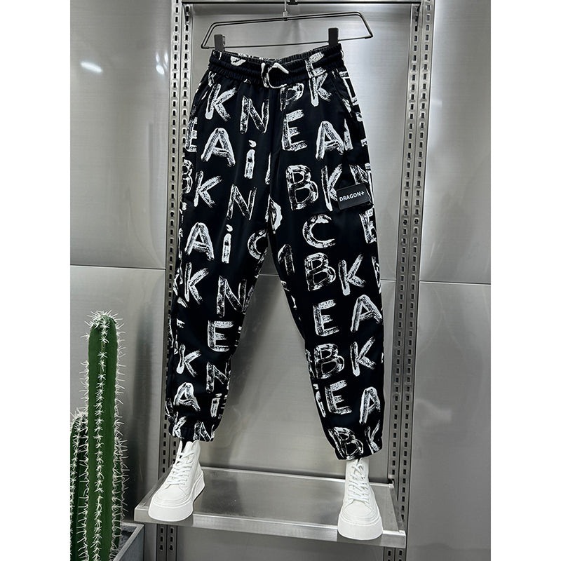 Letter Print Loose Harem Pants