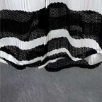 Thin Color Contrast Stripe Hollow Shirt