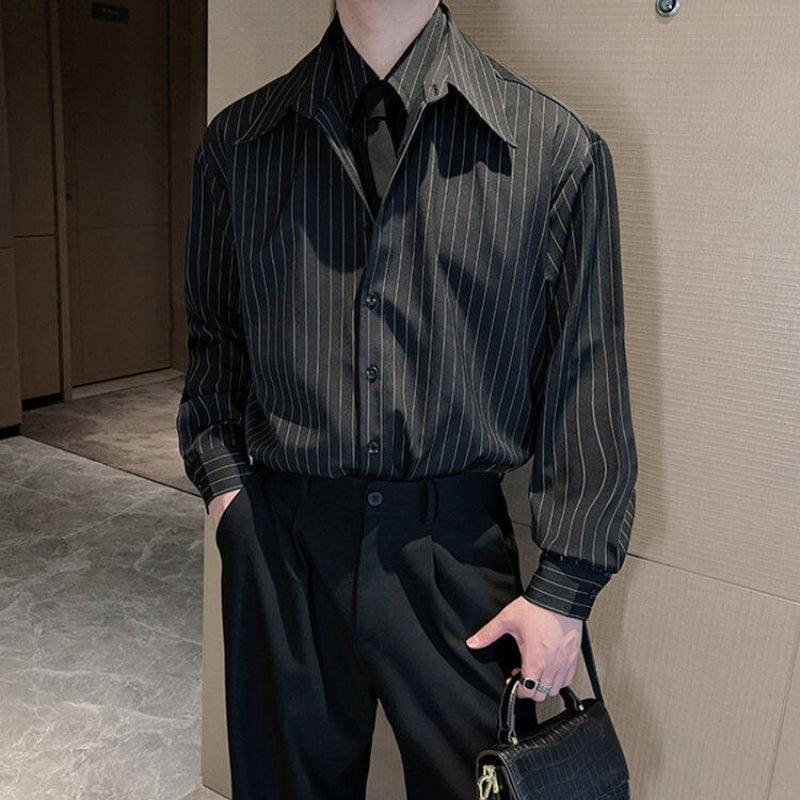 Vertical Striped Retro Casual Shirt