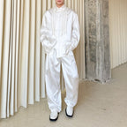 Lapel Hand-beaded Satin Shirt