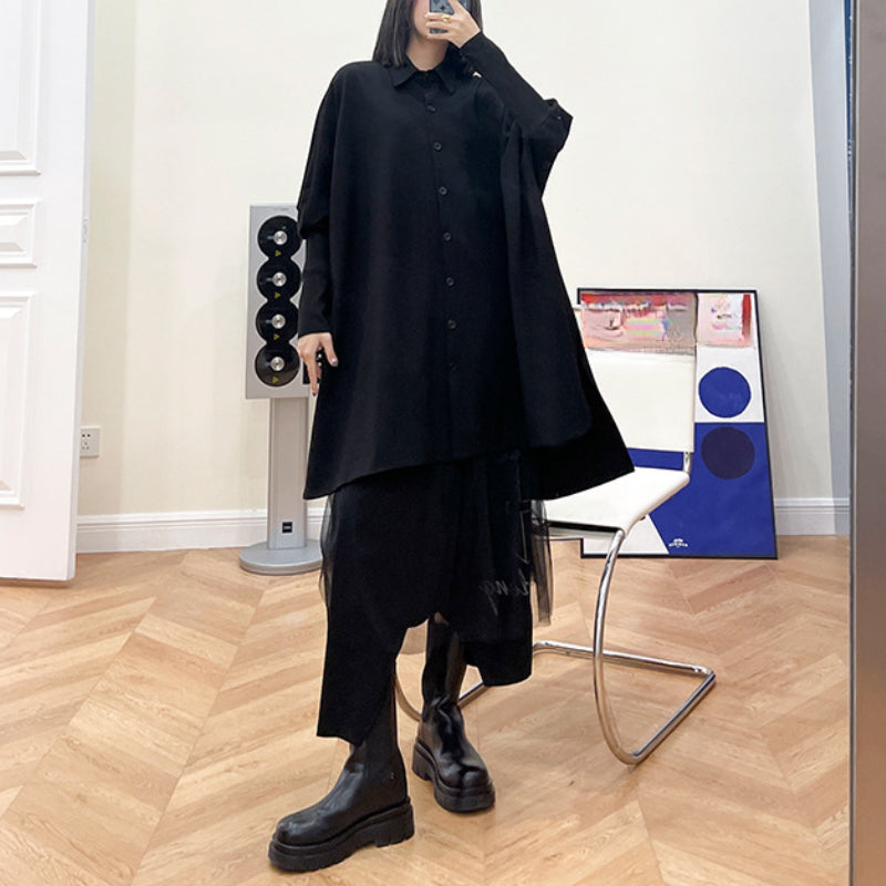 Asymmetric Loose Casual Drape Shirt