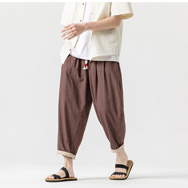 Plaid Casual Harem Straight Pants