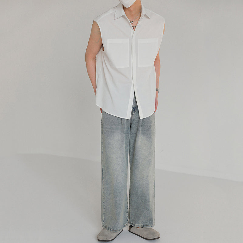 Summer Loose Textured Vest Shirt
