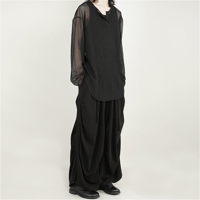 Japanese Style Pleated Casual Loose Long Wide-leg Pants