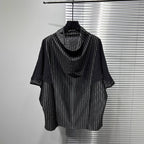Striped Batwing Sleeve Turtleneck Shirt