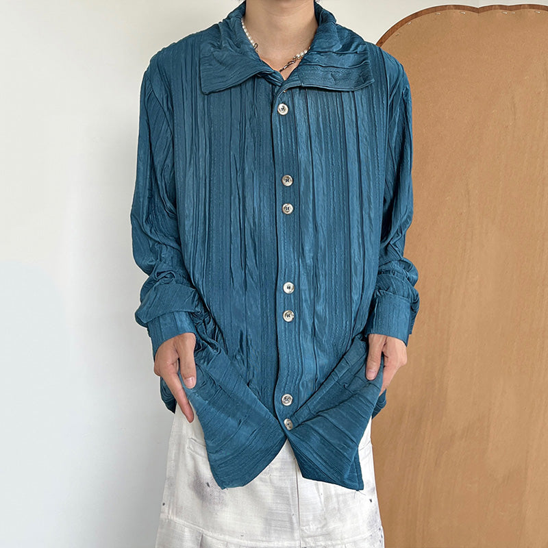 Retro Stand Collar Long Sleeve Casual Shirt