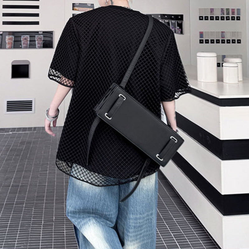 Mesh Fake Two-piece Letter Printed Patchwork T-shirt