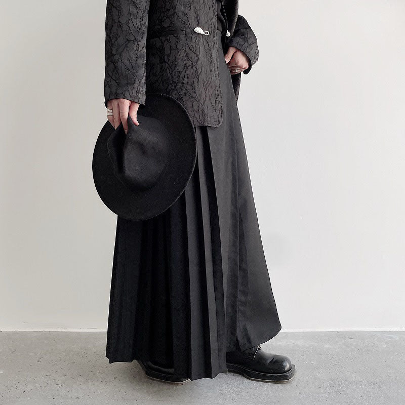 Dark A-Line Pleated Culottes Hakama Pants