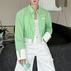 Striped Contrast Cropped Casual Shirt