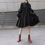 Ruched Balloon Sleeve Shirt Dress