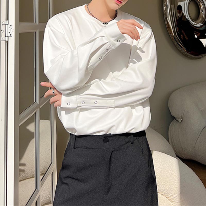 Cuffs Slits Long Sleeve T-Shirts