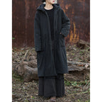 Thickened Warm Hooded Mid-length Cotton Coat
