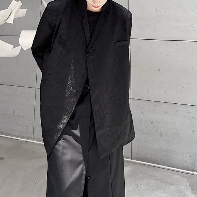 Dark Vintage Jacquard Buckle Lapel Blazer
