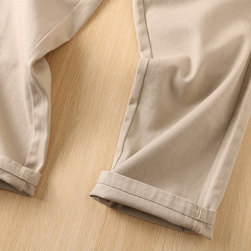 Thick Brushed Cotton Loose Straight Pants