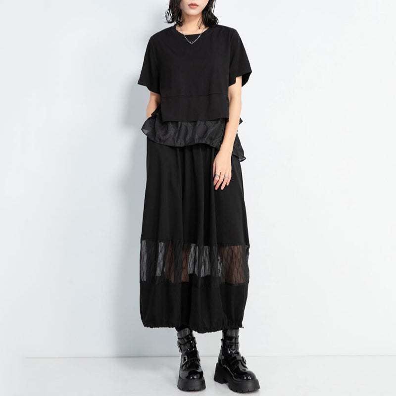 Irregular Pullover Stitching Babydoll Shirt