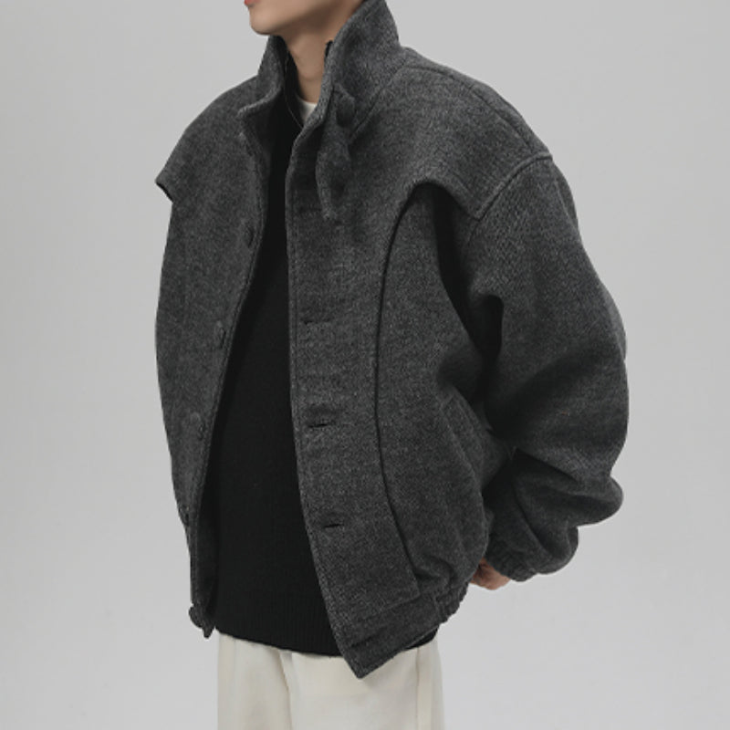 Retro Stand Collar Thickened Short Coat