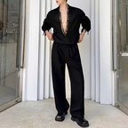 V-neck Sequined Silhouette Shirt