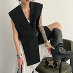Loose-fitting Sleeveless Collarless Vest