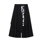 Multi-layered Floral-paneled Culottes Hakama Pants