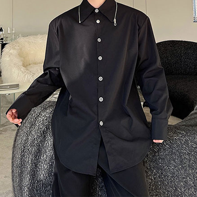 Zipper Collar Single-breasted Casual Shirt