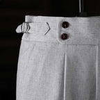 High-waisted Parisian Button Draped Suit Trousers