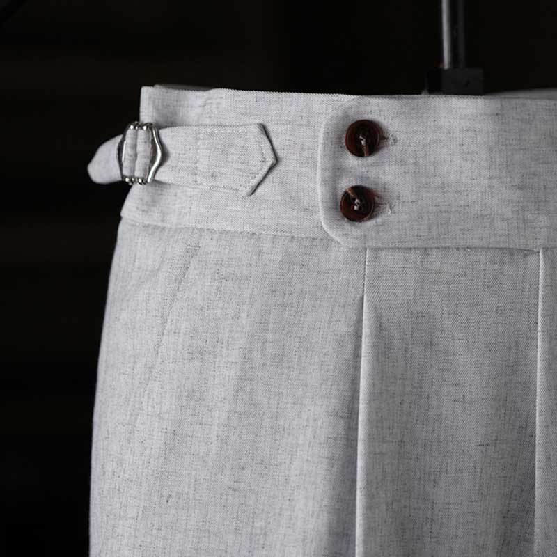 High-waisted Parisian Button Draped Suit Trousers