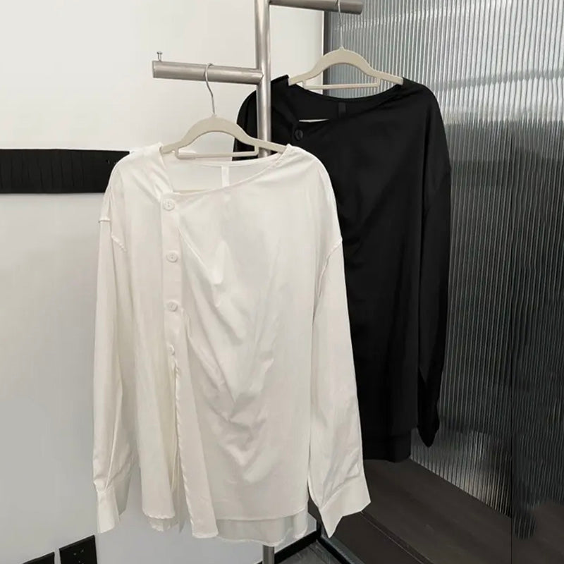 Irregular Slit Ribbon Shirt