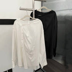 Irregular Slit Ribbon Shirt