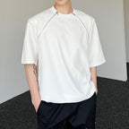 Zipper Shoulder Pad T-shirt