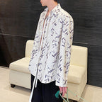 Casual Jacquard Lapel Button-down Long-sleeved Loose Shirt