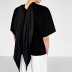 Scarf Ribbon Silhouette Short Sleeves T-shirt