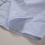 Blue Striped Cotton Loose Casual T-shirt
