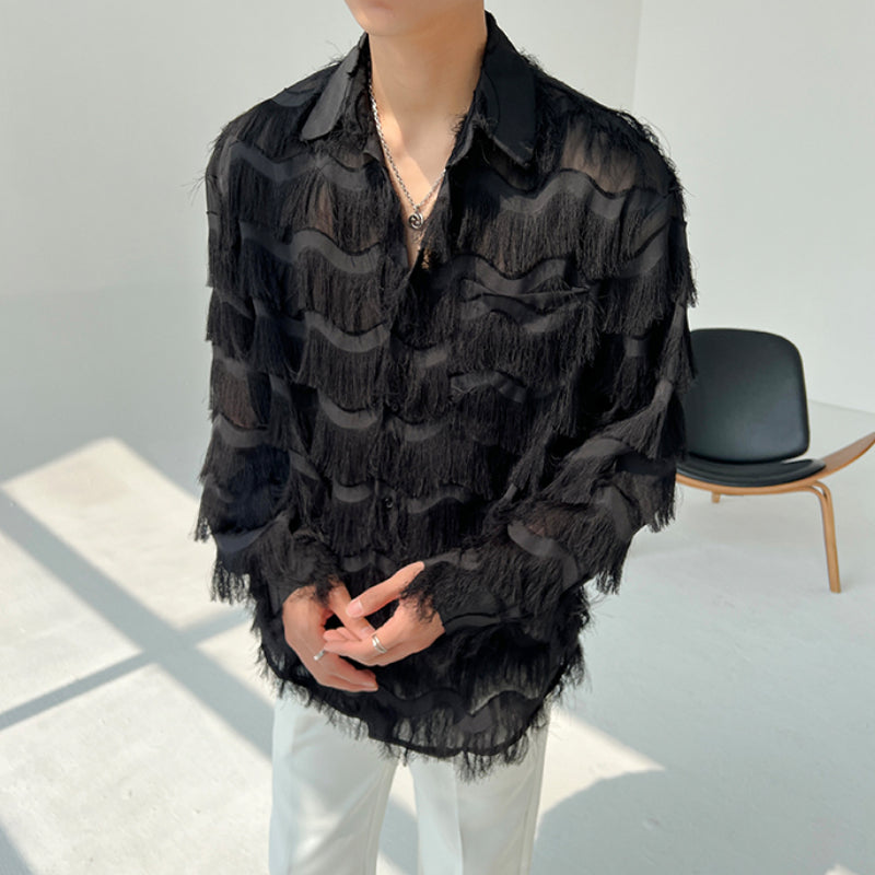 Three-dimensional Wave Tassel Shirt
