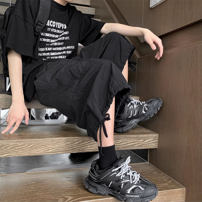 American Casual Loose Wide-leg Workwear Cropped Trousers